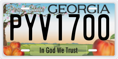 GA license plate PYV1700