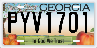 GA license plate PYV1701