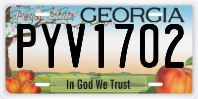 GA license plate PYV1702
