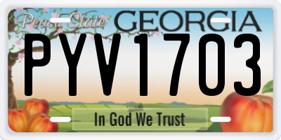 GA license plate PYV1703