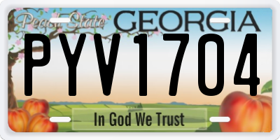 GA license plate PYV1704