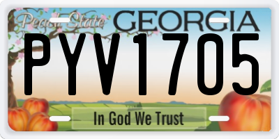 GA license plate PYV1705