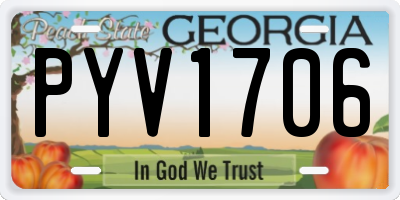 GA license plate PYV1706