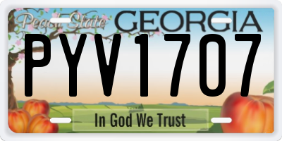 GA license plate PYV1707