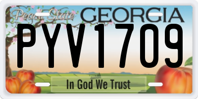 GA license plate PYV1709