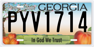 GA license plate PYV1714