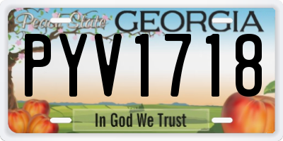 GA license plate PYV1718