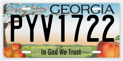 GA license plate PYV1722
