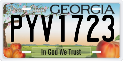 GA license plate PYV1723