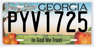 GA license plate PYV1725