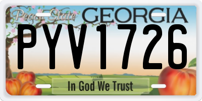 GA license plate PYV1726