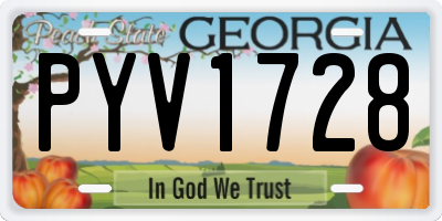 GA license plate PYV1728