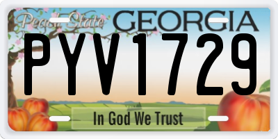 GA license plate PYV1729