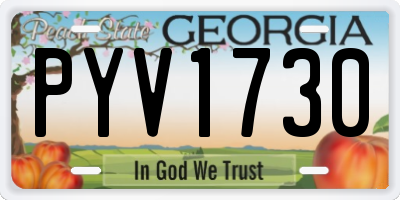 GA license plate PYV1730