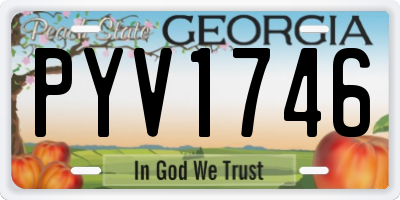 GA license plate PYV1746