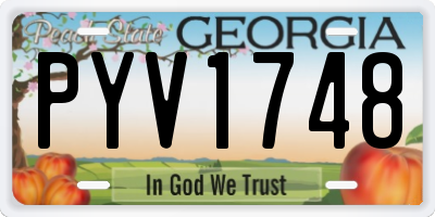 GA license plate PYV1748