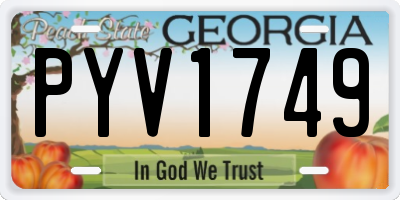 GA license plate PYV1749