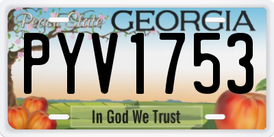 GA license plate PYV1753