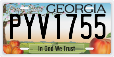 GA license plate PYV1755