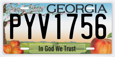 GA license plate PYV1756