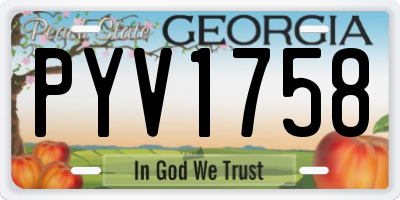 GA license plate PYV1758