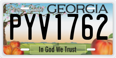 GA license plate PYV1762