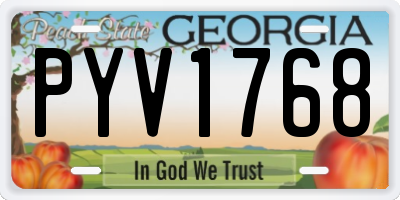 GA license plate PYV1768