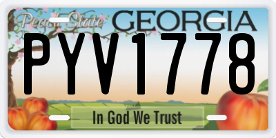 GA license plate PYV1778