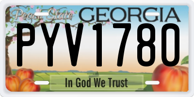 GA license plate PYV1780