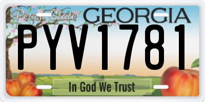 GA license plate PYV1781