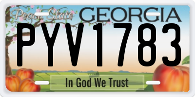 GA license plate PYV1783