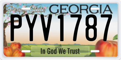 GA license plate PYV1787