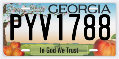 GA license plate PYV1788