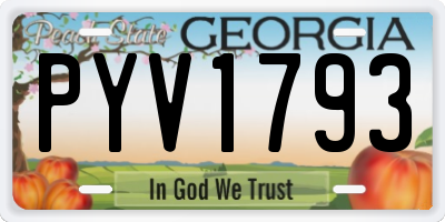 GA license plate PYV1793