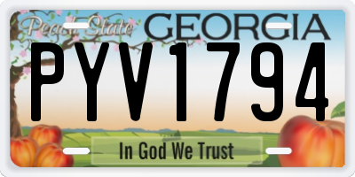 GA license plate PYV1794