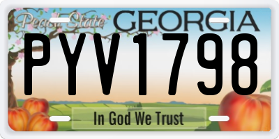 GA license plate PYV1798