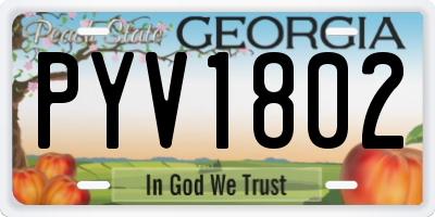 GA license plate PYV1802