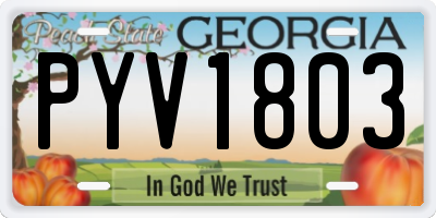 GA license plate PYV1803