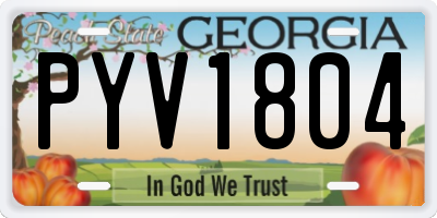 GA license plate PYV1804