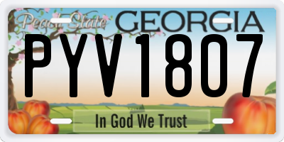 GA license plate PYV1807