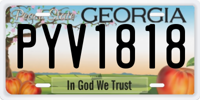 GA license plate PYV1818