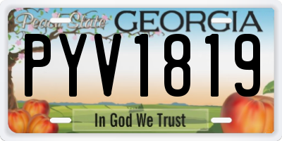 GA license plate PYV1819