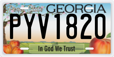 GA license plate PYV1820