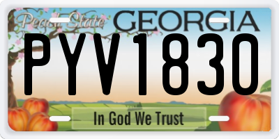 GA license plate PYV1830