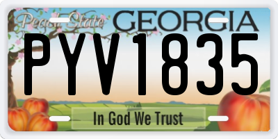 GA license plate PYV1835
