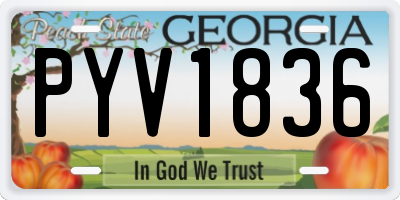 GA license plate PYV1836