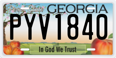 GA license plate PYV1840