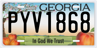 GA license plate PYV1868