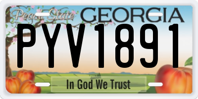 GA license plate PYV1891