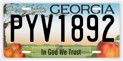 GA license plate PYV1892